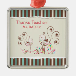 Ornamento De Metal Professor de obrigados, Stripe de Aves Whimsical