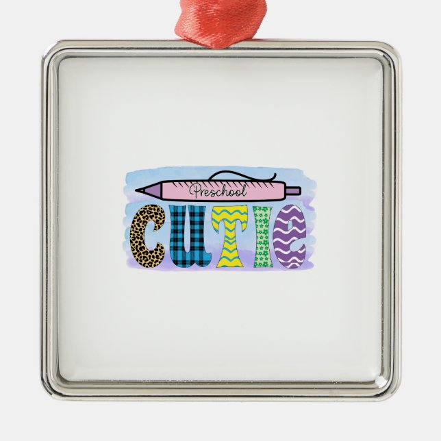 Ornamento De Metal Professora da pré-escola Cutie (Frente)