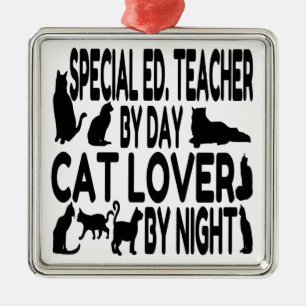 Ornamento De Metal Professora de Educação Especial do Cat Lover