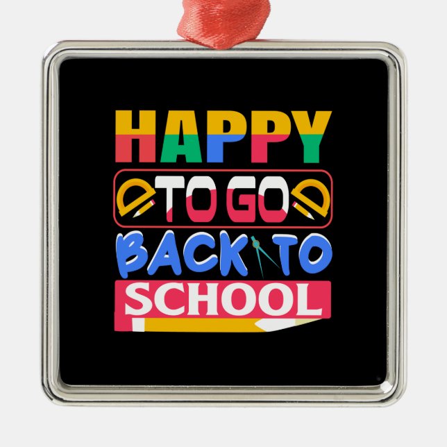 Ornamento De Metal Professora Feliz Em Voltar À Escola (Frente)