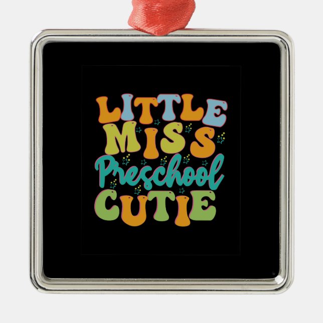 Ornamento De Metal Professora Pequena Miss Preschool Cutie (Frente)
