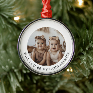 Ornamento De Metal Proposta de Foto de Padrinhos Meninas Gêmeas