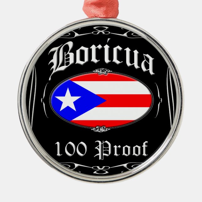 Ornamento De Metal Prova de Boricua 100 (Frente)
