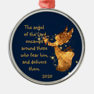Ornamento De Metal Psalm 34:7 Anjo do Senhor Encamps    em torno do M