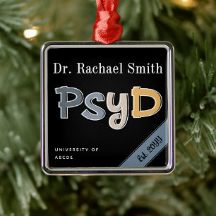 Ornamento De Metal PsyD Doutor em Psicologia Graduação Chic Personali