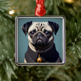 Ornamento De Metal Pug