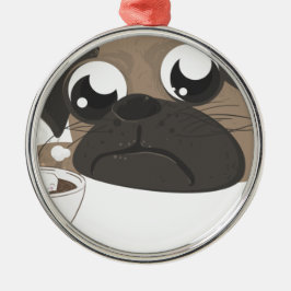 Ornamento De Metal Pug e café
