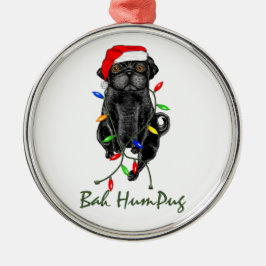 Ornamento De Metal Pug preto de Bah HumPug