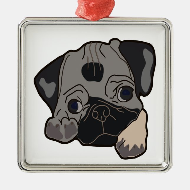 ORNAMENTO DE METAL PUG PUPPY (Frente)