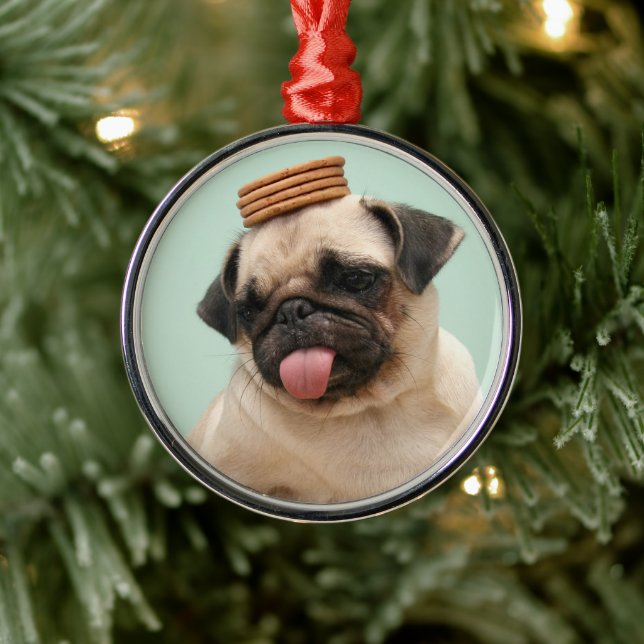 Ornamento De Metal Pug Quer Tratamentos (Árvore)