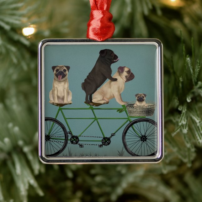 Ornamento De Metal Pug Tandem (Árvore)
