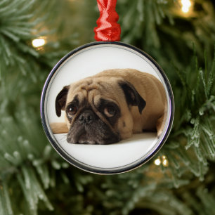 Ornamento De Metal Pug Triste