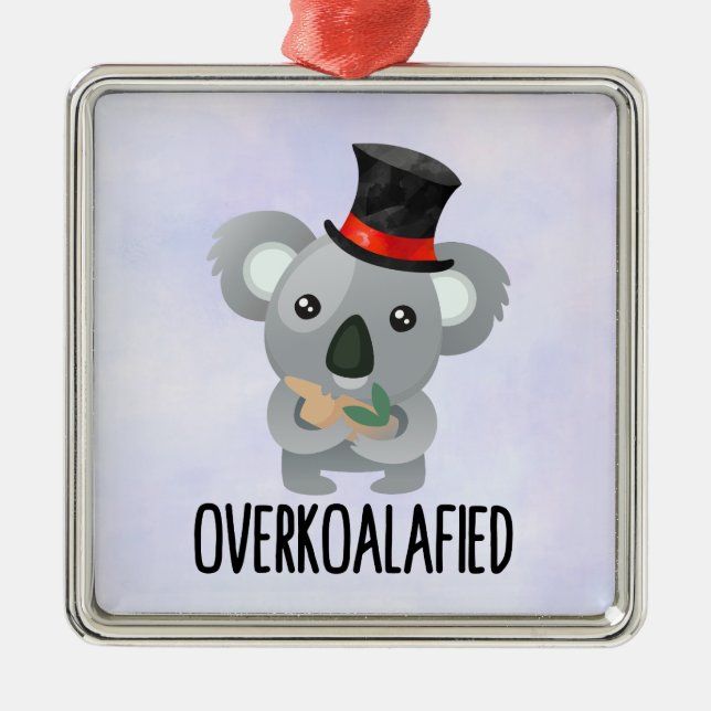 Ornamento De Metal Pun Cute Koala Superkoalaficado (Frente)