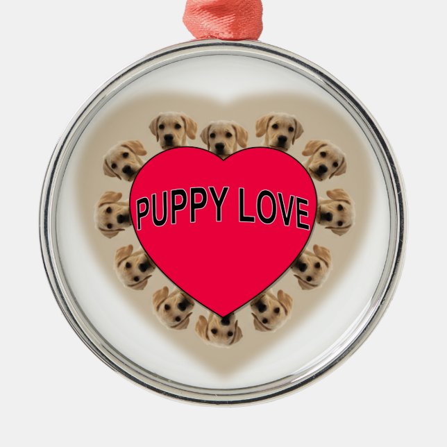 Ornamento De Metal Puppy Love (Frente)