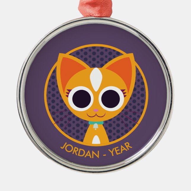 Ornamento De Metal Purrl o gato (Frente)