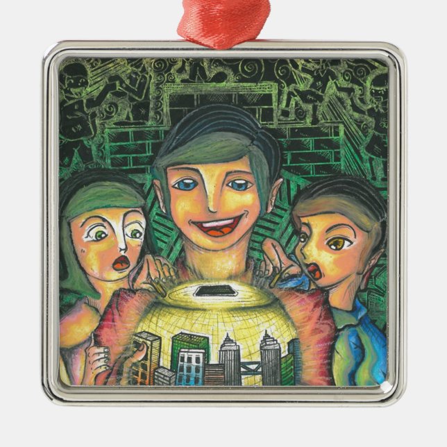 Ornamento De Metal Quadrado decorativo (Frente)