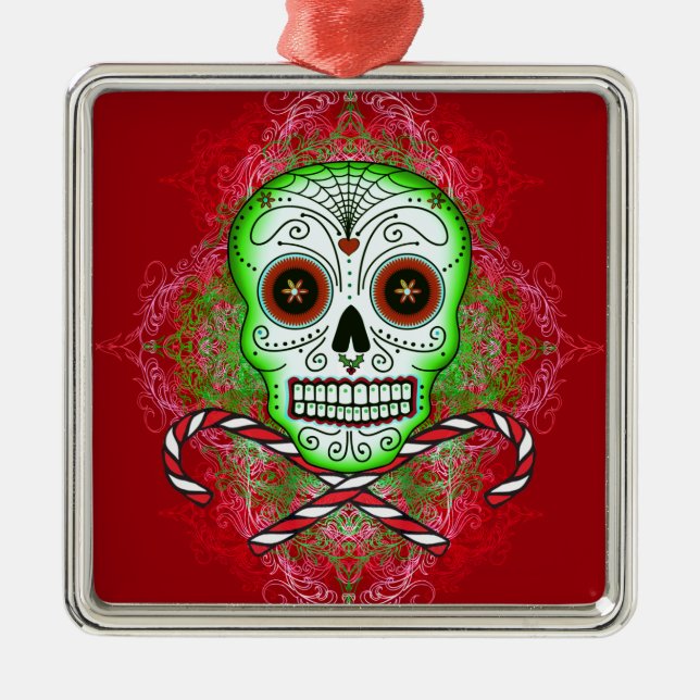 Ornamento de metal quadrado dos bastões do crânio (Frente)