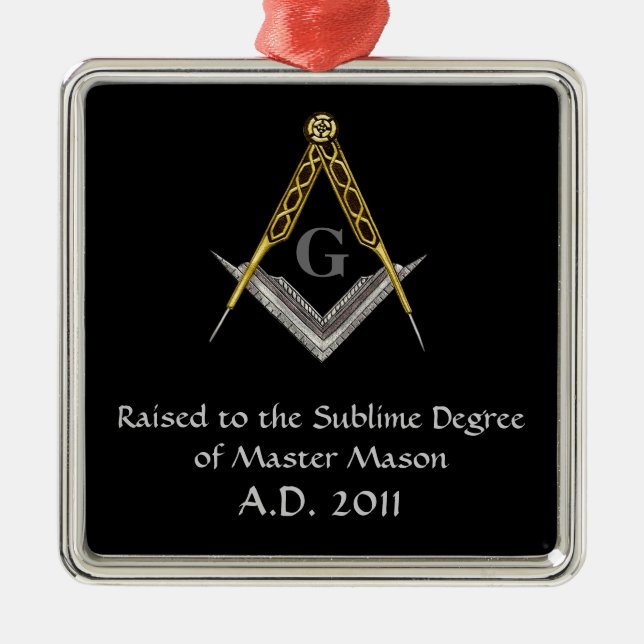 Ornamento De Metal Quadrado e compasso com todo o olho de vista (Frente)