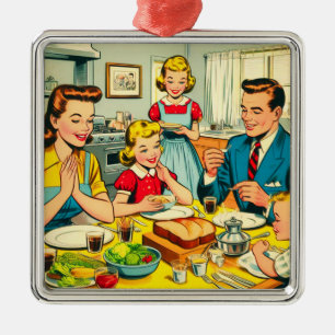 Ornamento De Metal Quadrinhos Retro Felizes da Família