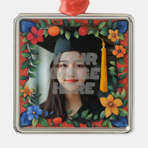 Ornamento De Metal Quadro De Borda Floral Vibrante Para Suas Fotos!