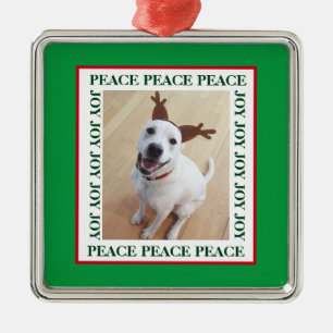 Ornamento De Metal Quadro Fotográfico de alegria de paz para os cãe