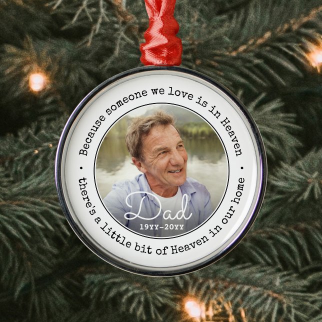 Ornamento De Metal Qualquer Memorial de Foto de alguém no Céu Simples (Criador carregado)