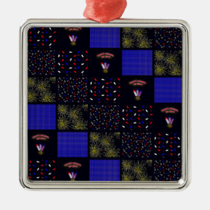 Ornamento De Metal Quatro de Julho Patchwork Pattern - 4 de Julho