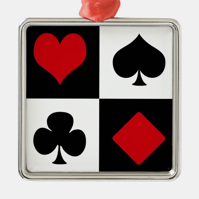 Ornamento De Metal Quatro naipes de cartão (Frente)