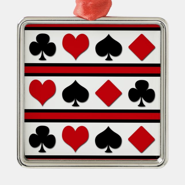 Ornamento De Metal Quatro naipes de cartão (Frente)