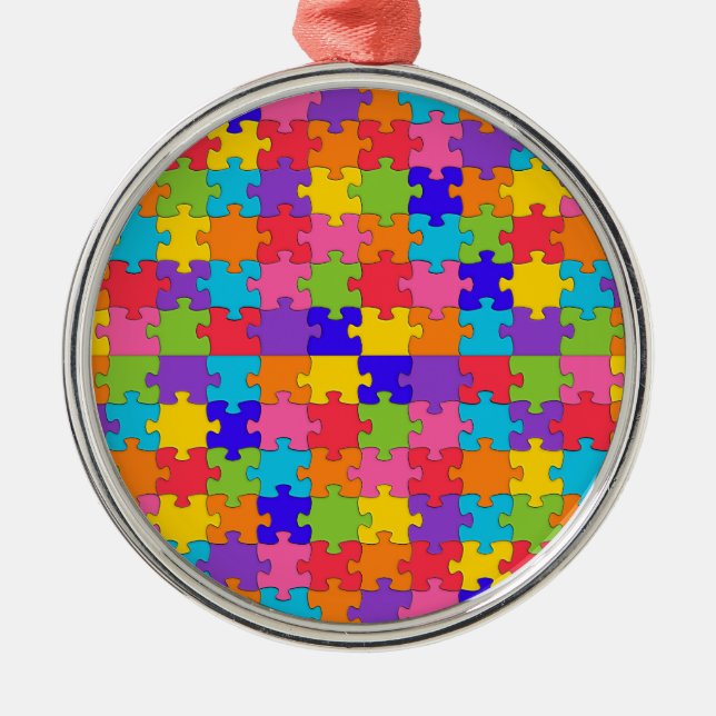Ornamento De Metal quebra-cabeça de autismo (Frente)