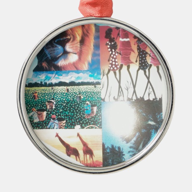 Ornamento De Metal Quênia: Vida Selvagem, Cultura e Praia Costeira (Frente)