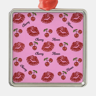 Ornamento De Metal RAB Rockabilly Cherry Kisses a rosa