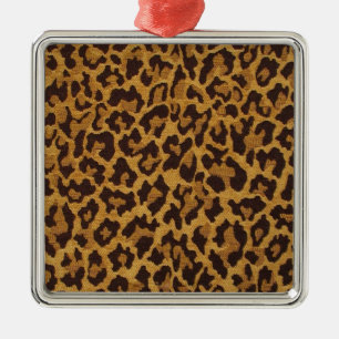 Ornamento De Metal RAB Rockabilly Estampa de Leopardo Marrom Dourado