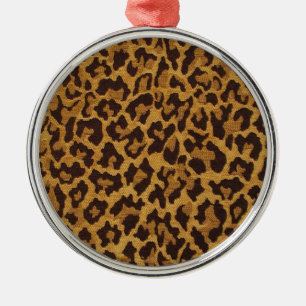 Ornamento De Metal RAB Rockabilly Estampa de Leopardo Marrom Dourado