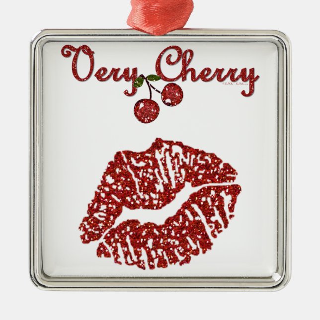 Ornamento De Metal RAB Rockabilly Muito Cherry Kiss (Frente)