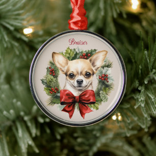 Ornamento De Metal Raça de Cachorro Memorial de Natal Chihuahua