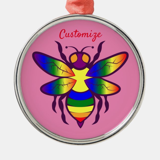 Ornamento De Metal Rainbow Bee Thunder_Cove (Frente)