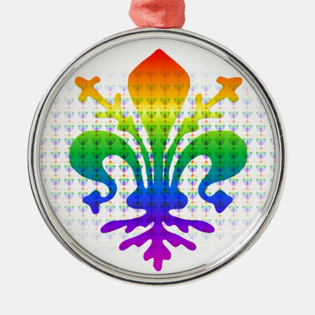 Ornamento De Metal Rainbow Fleur-de-lis (Frente)