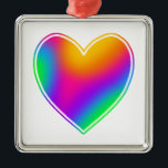 Ornamento De Metal Rainbow Heart<br><div class="desc">Aqui está um belo gradiente colorido numa design do coração. Projetado no belo Estado de Washington,  EUA para sua diversão. Obrigados para apoiar artistas independentes!</div>