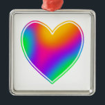 Ornamento De Metal Rainbow Heart<br><div class="desc">Aqui está um belo gradiente colorido numa design do coração. Projetado no belo Estado de Washington,  EUA para sua diversão. Obrigados para apoiar artistas independentes!</div>