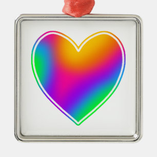 Ornamento De Metal Rainbow Heart