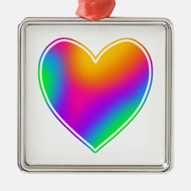 Ornamento De Metal Rainbow Heart (Frente)
