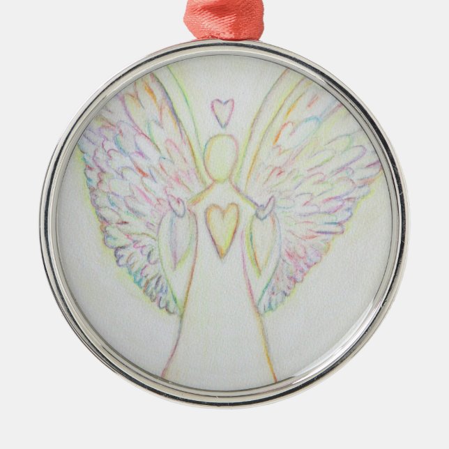Ornamento De Metal Rainbow Hearts Angel Art Ornament Pental (Frente)