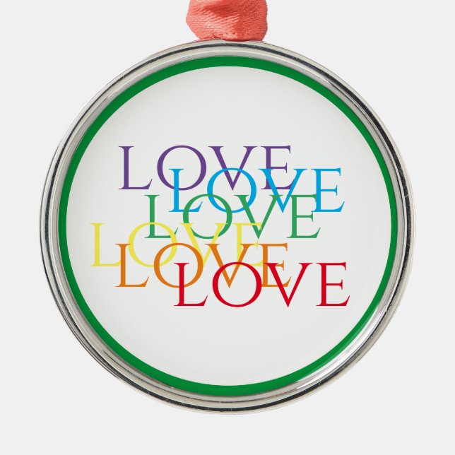 Ornamento De Metal RAINBOW LOVE Premium Round Ornament - Verde (Frente)