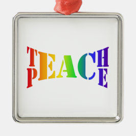 Ornamento De Metal Rainbow Teach Peace