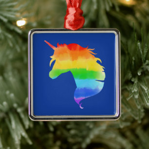 Ornamento De Metal Rainbow Unicórnio