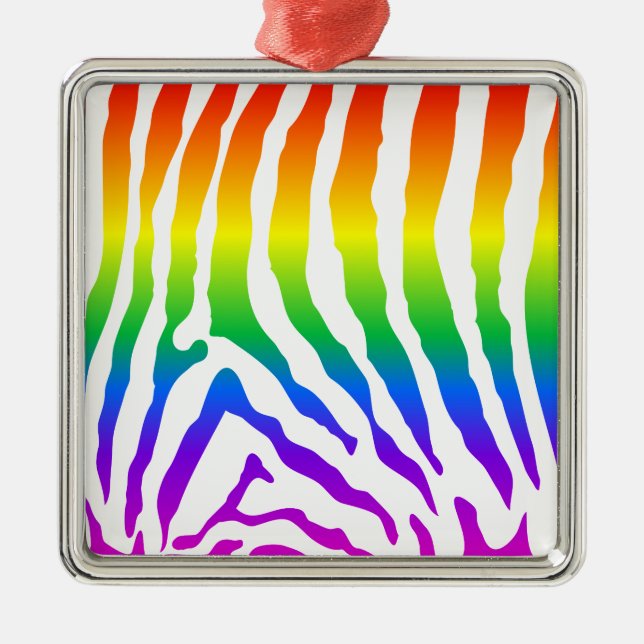 Ornamento De Metal Rainbow Zebra Pattern (Frente)