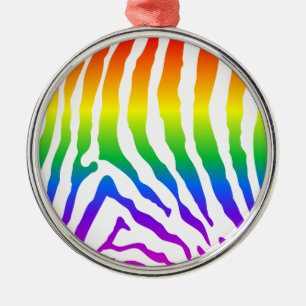 Ornamento De Metal Rainbow Zebra Pattern