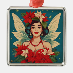 Ornamento De Metal Rainha da Beleza Pin-Up de Natal Tropical dos Anos