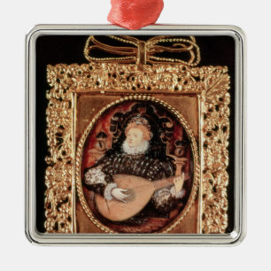 Ornamento De Metal Rainha Elizabeth mim que jogo o alaúde